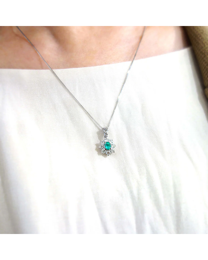 Exclusivo Collar Paraíba Natural Certificada y Diamantes en Platino