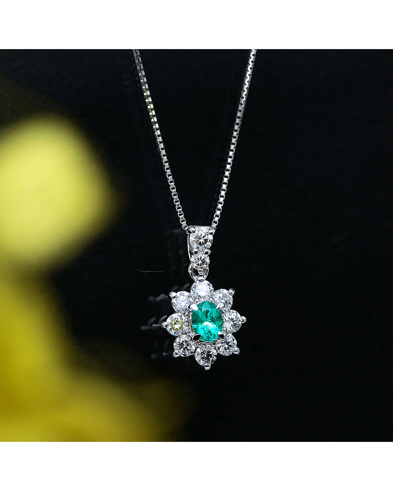 Exclusivo Collar Paraíba Natural Certificada y Diamantes en Platino