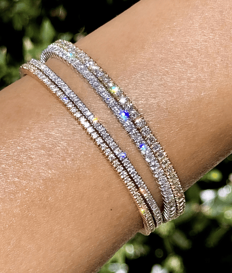 Maravillosa Esclava Flexible Irrompible 3.0 Ct Diamantes en Oro Amarillo 18K