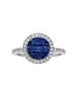 Moderno Anillo Zafiros Azules Halo de Diamantes Oro Blanco 18K - Miniatura 1