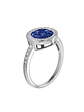 Moderno Anillo Zafiros Azules Halo de Diamantes Oro Blanco 18K - Miniatura 2