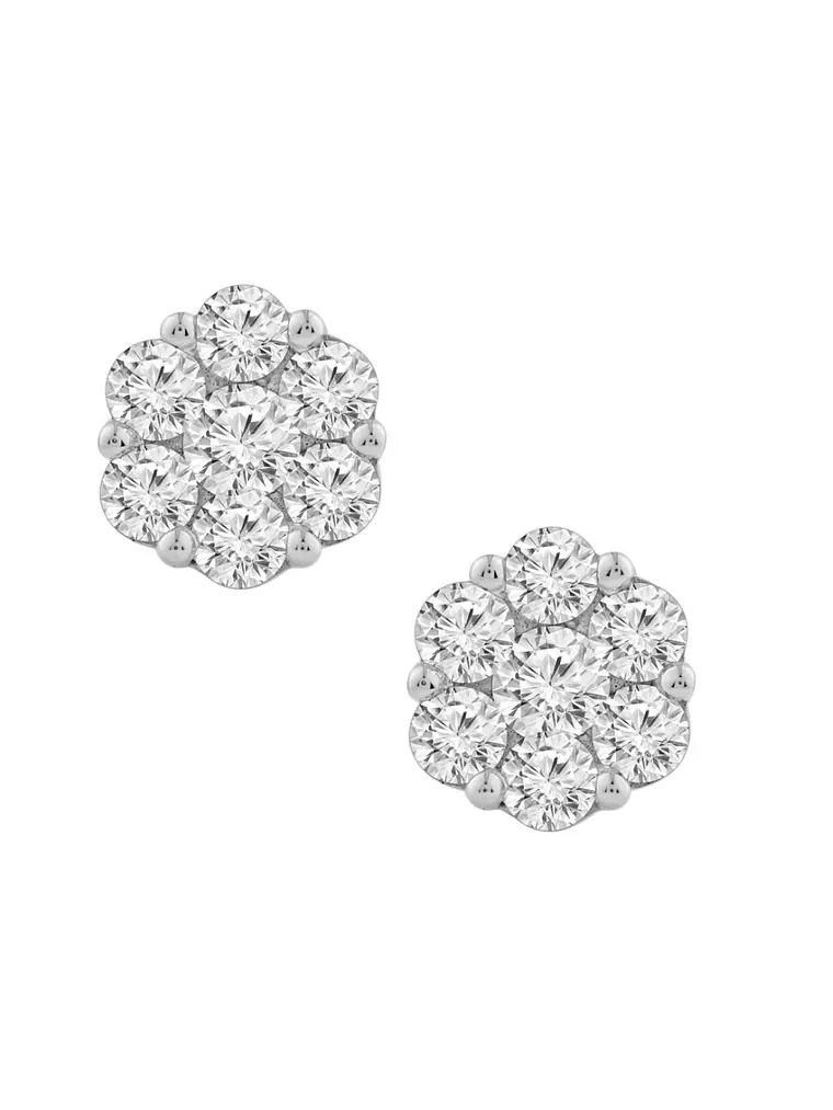 Aros Rosetas Diamantes en Oro Blanco 18K 1