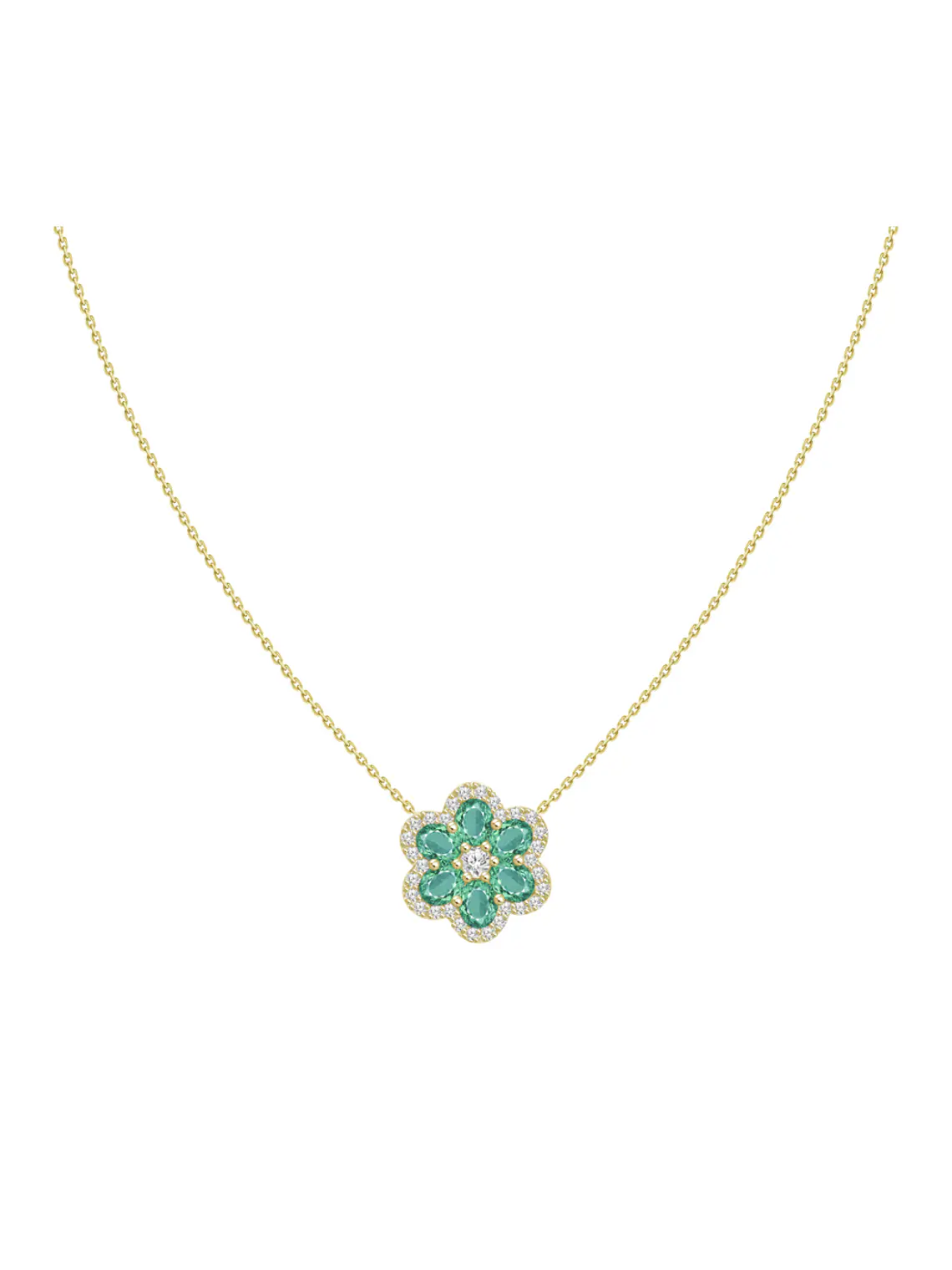 Hermoso Collar Esmeraldas y Diamantes en Oro Amarillo 18K 1