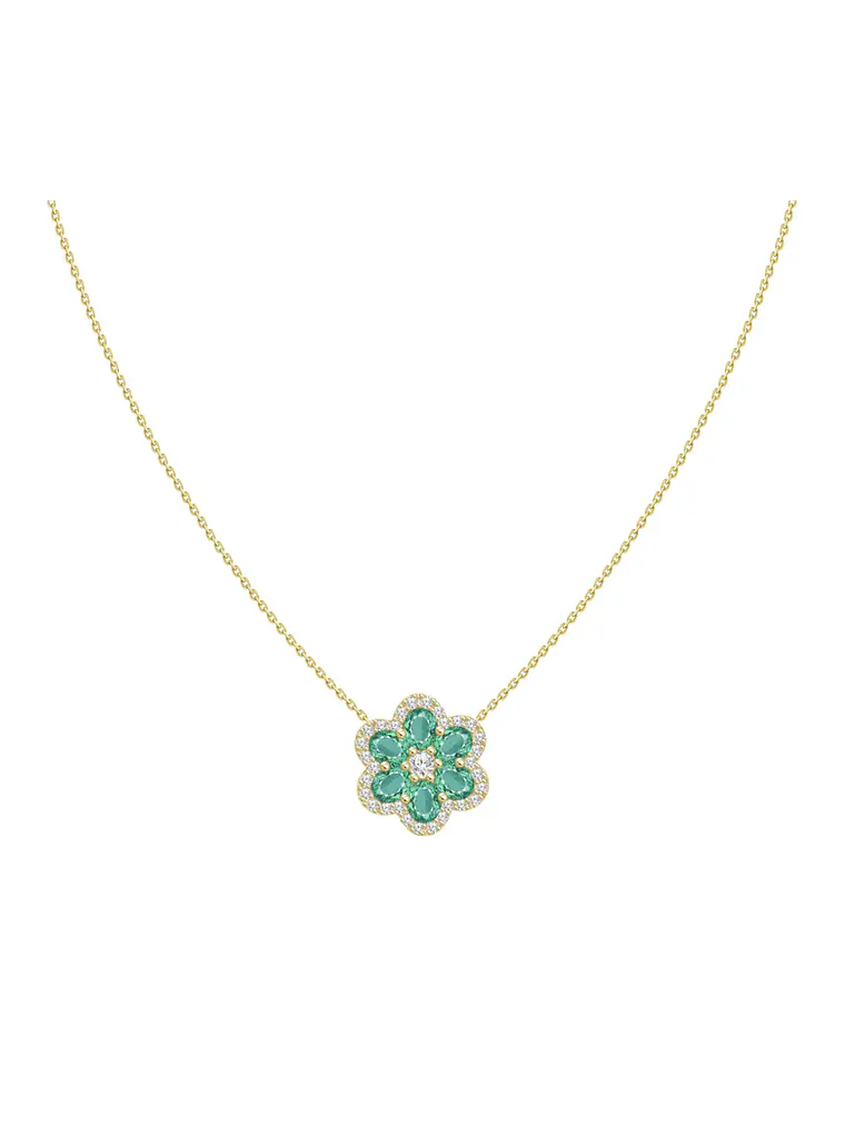 Hermoso Collar Esmeraldas y Diamantes en Oro Amarillo 18K 1