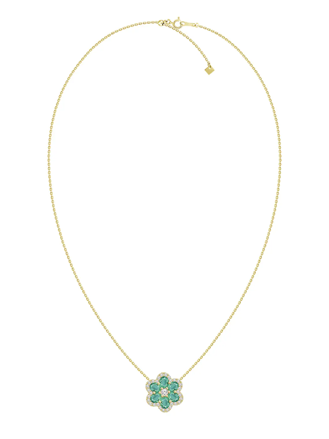 Hermoso Collar Esmeraldas y Diamantes en Oro Amarillo 18K 2