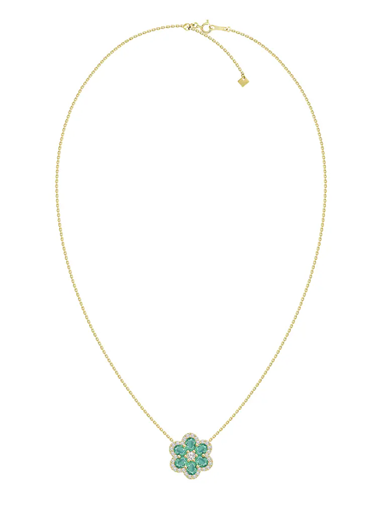 Hermoso Collar Esmeraldas y Diamantes en Oro Amarillo 18K 2