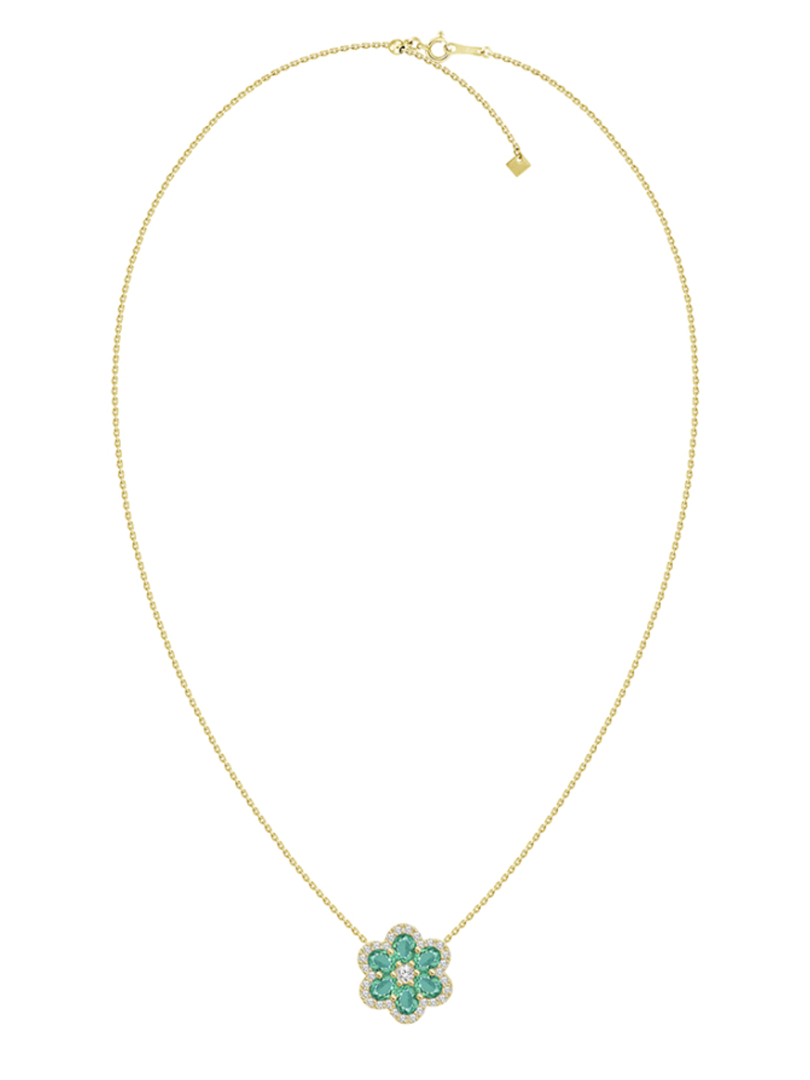 Hermoso Collar Esmeraldas y Diamantes en Oro Amarillo 18K 2