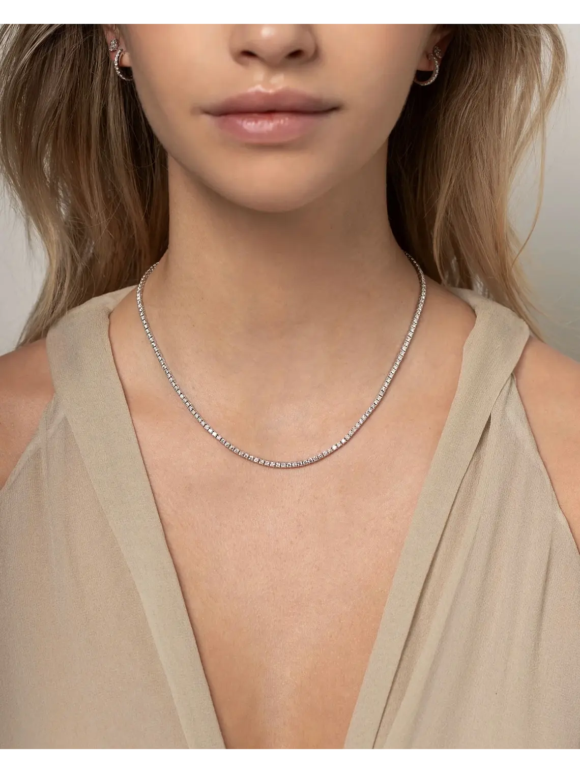 Maravilloso Collar Tennis 3.4 Ct Diamantes Oro Blanco 18K 2