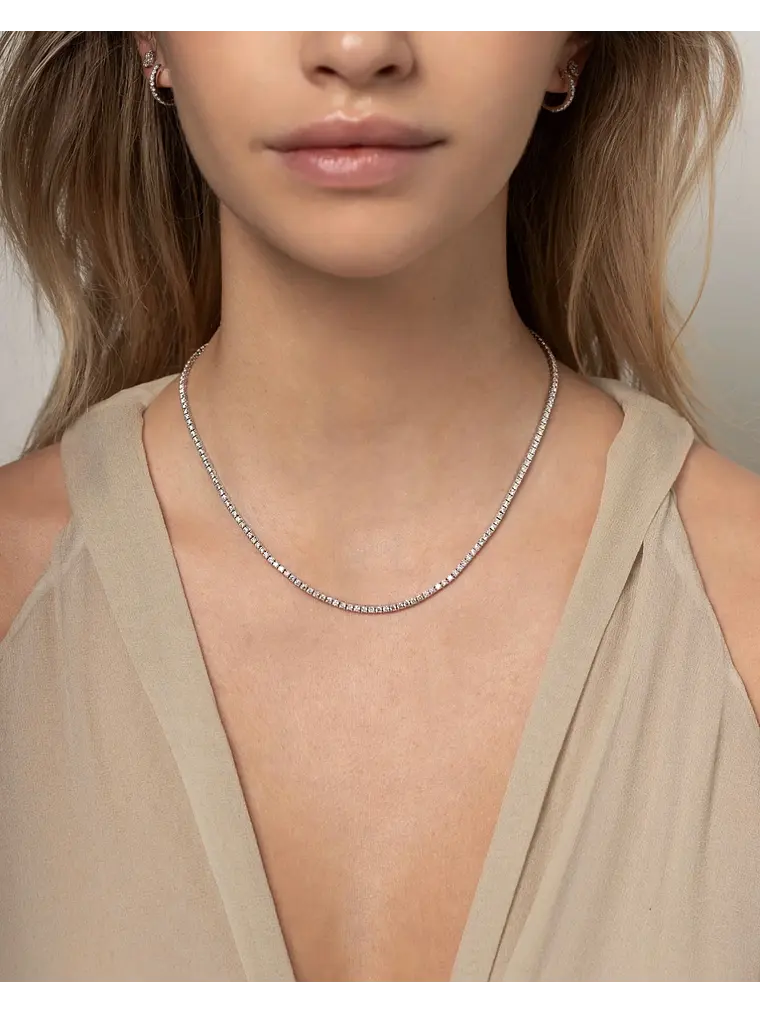 Maravilloso Collar Tennis 3.4 Ct Diamantes Oro Blanco 18K 2