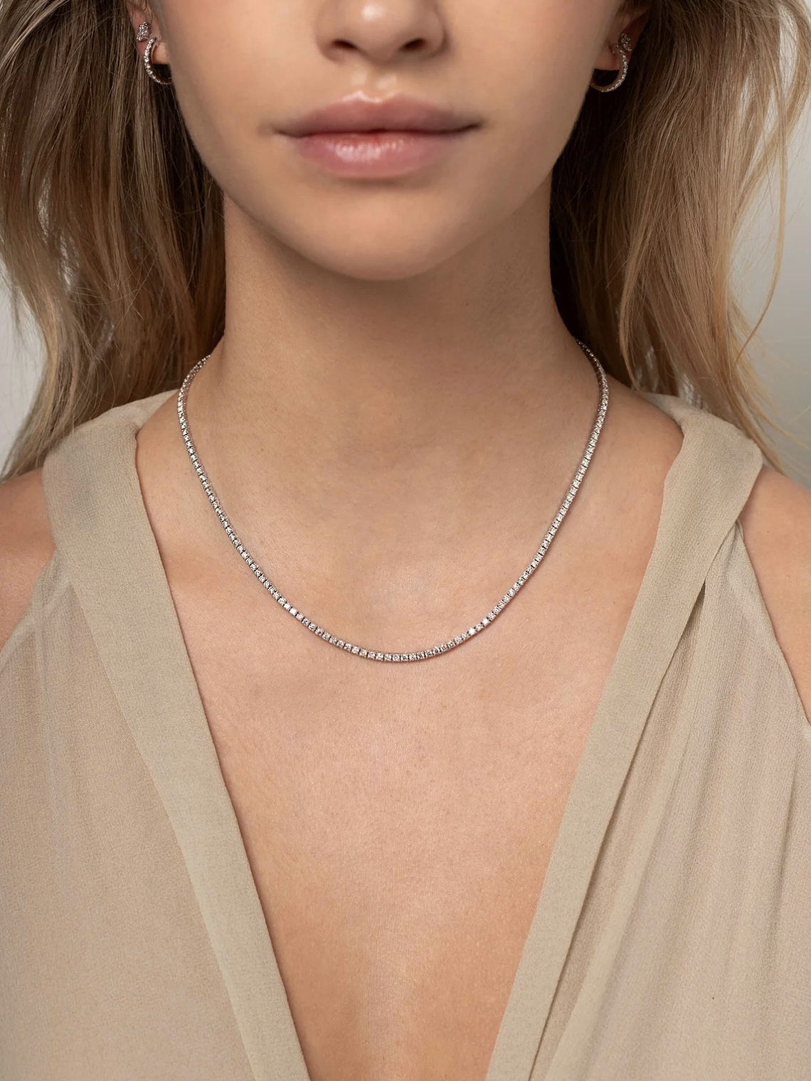 Maravilloso Collar Tennis 3.4 Ct Diamantes Oro Blanco 18K 2