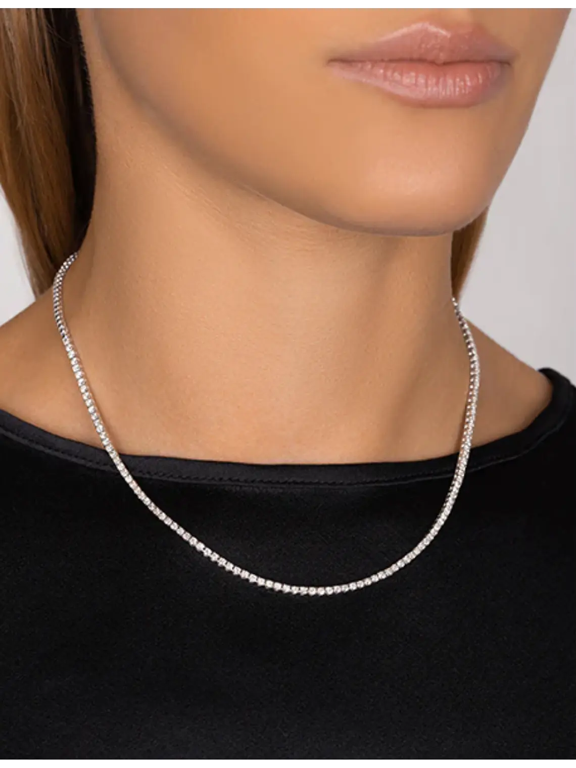 Maravilloso Collar Tennis 3.4 Ct Diamantes Oro Blanco 18K 4