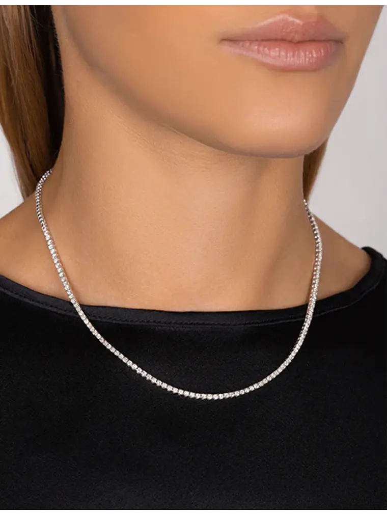 Maravilloso Collar Tennis 3.4 Ct Diamantes Oro Blanco 18K 4