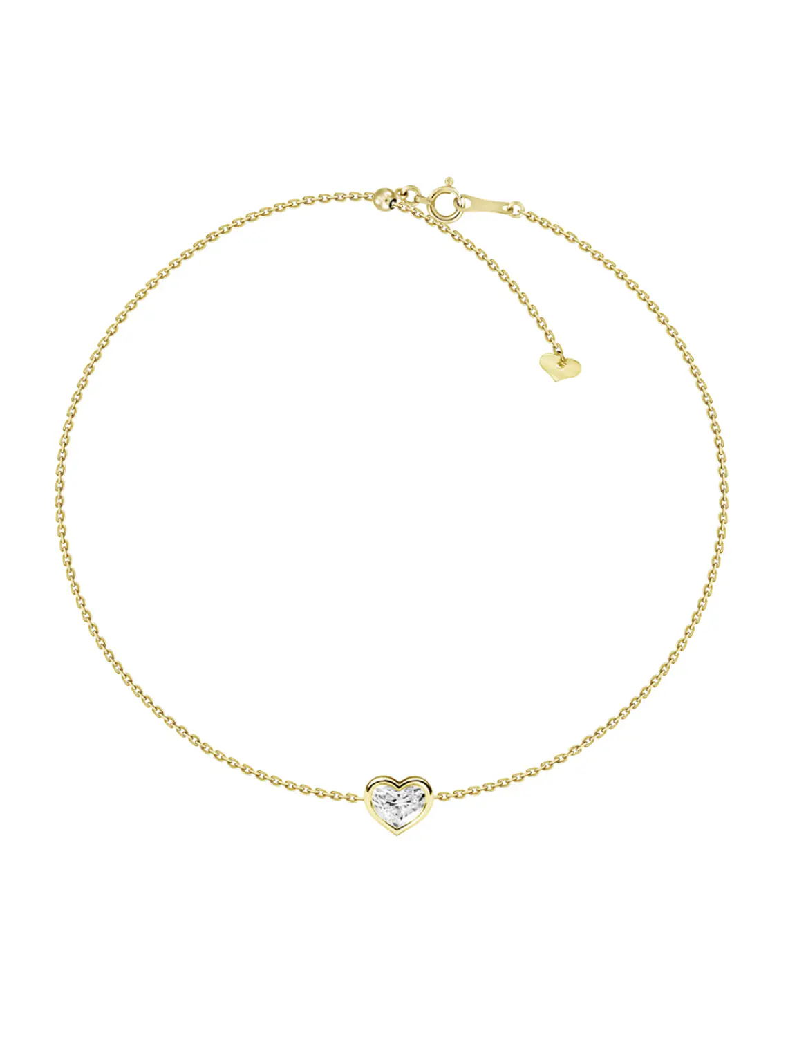 Exclusiva Pulsera Gran Diamante Corazón Bisel en Oro Amarillo 18K 1