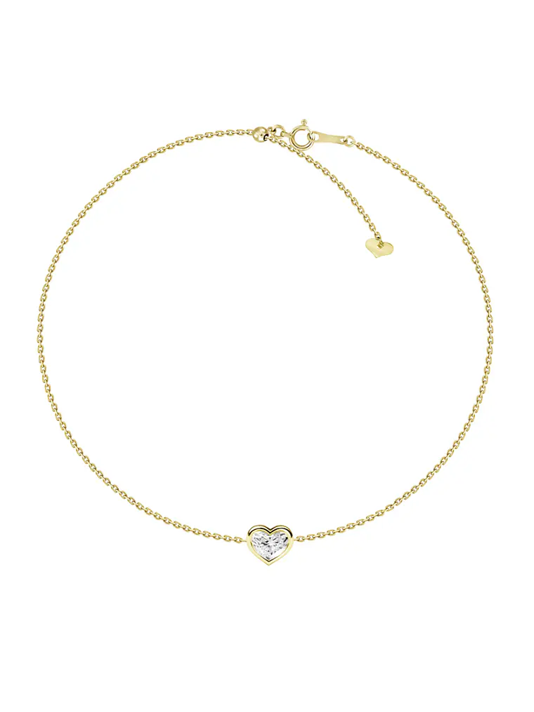 Exclusiva Pulsera Gran Diamante Corazón Bisel en Oro Amarillo 18K 1
