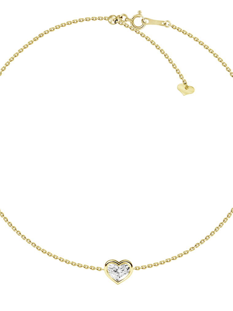 Exclusiva Pulsera Gran Diamante Corazón Bisel en Oro Amarillo 18K 1