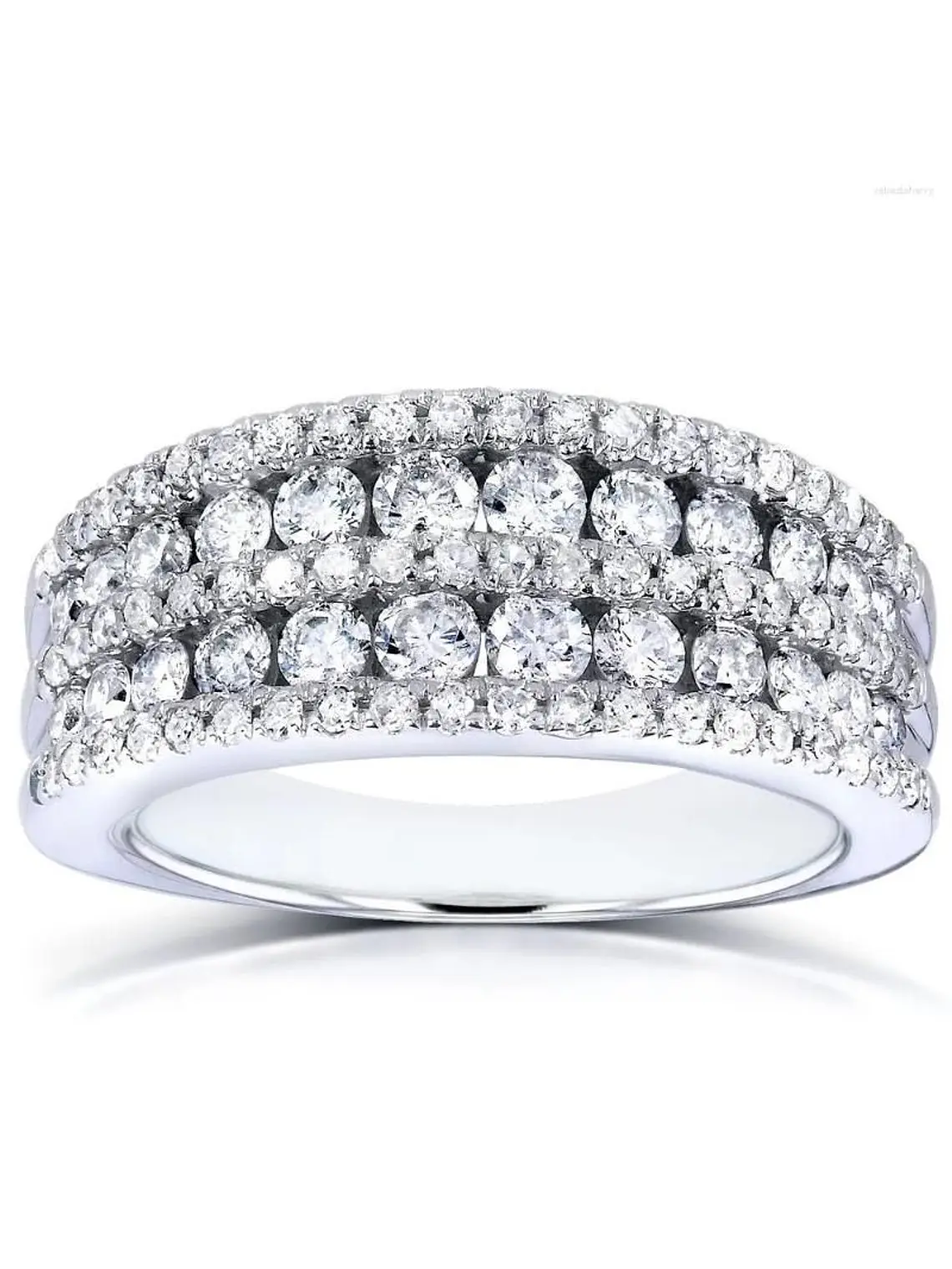 Anillo Medio Cintillo Ancho Diamantes en Oro Blanco 18k 1