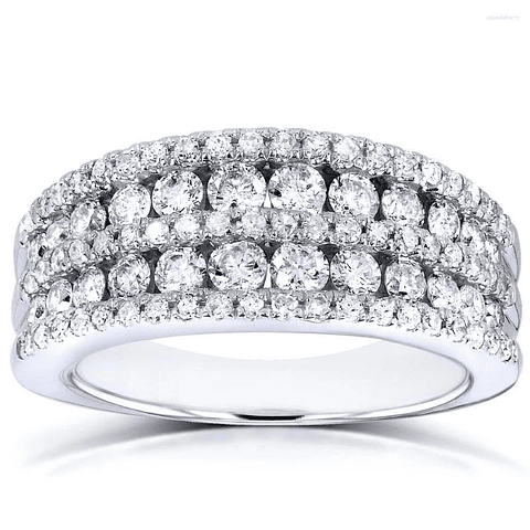 Anillo Medio Cintillo Ancho Diamantes en Oro Blanco 18k