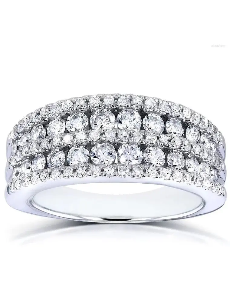 Anillo Medio Cintillo Ancho Diamantes en Oro Blanco 18k 1