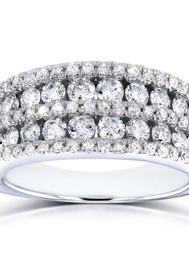 Anillo Medio Cintillo Ancho Diamantes en Oro Blanco 18k 1