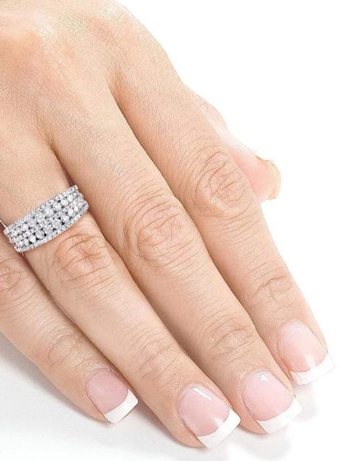 Anillo Medio Cintillo Ancho Diamantes en Oro Blanco 18k 4