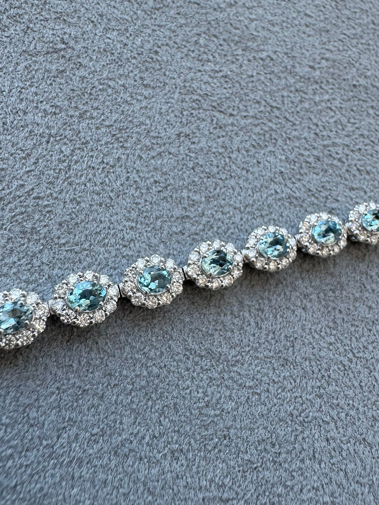 Maravilloso Brazalete Aguamarinas y Diamantes en Platino 3