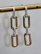 Aros Largos Eslabones Diamantes en Oro Amarillo 18K - Miniatura 4