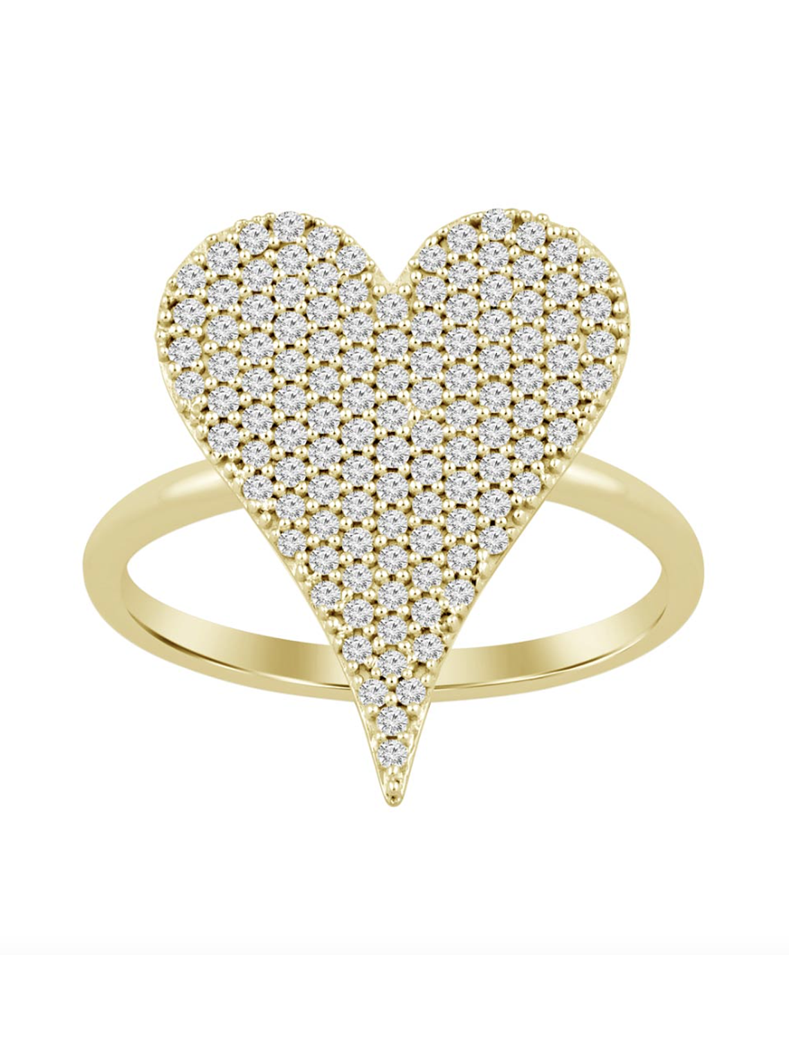 Gran Anillo Forma Corazón Pavé Oro Amarillo 18K 1