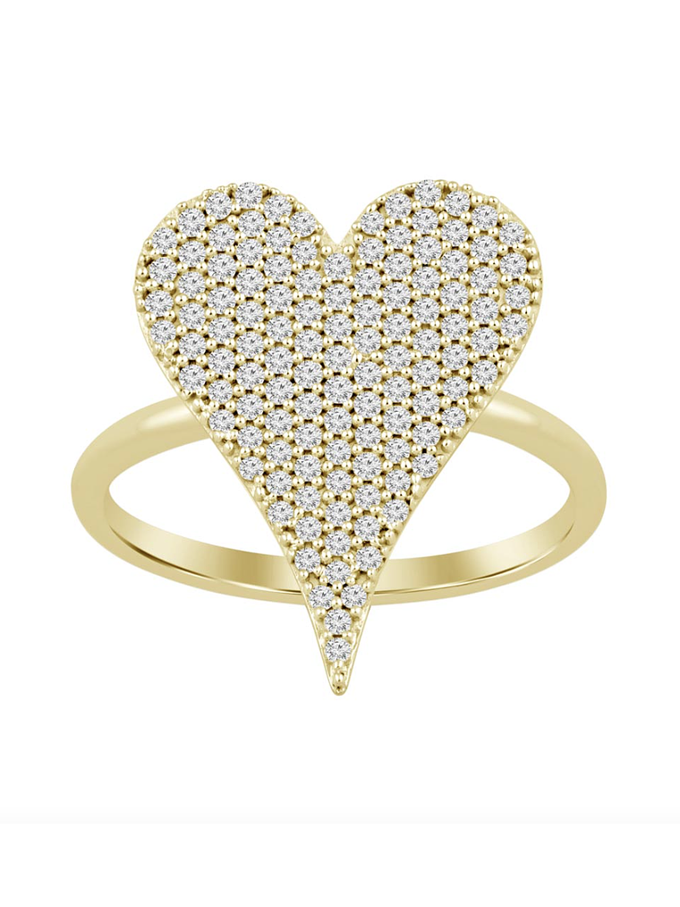 Gran Anillo Forma Corazón Pavé Oro Amarillo 18K 1