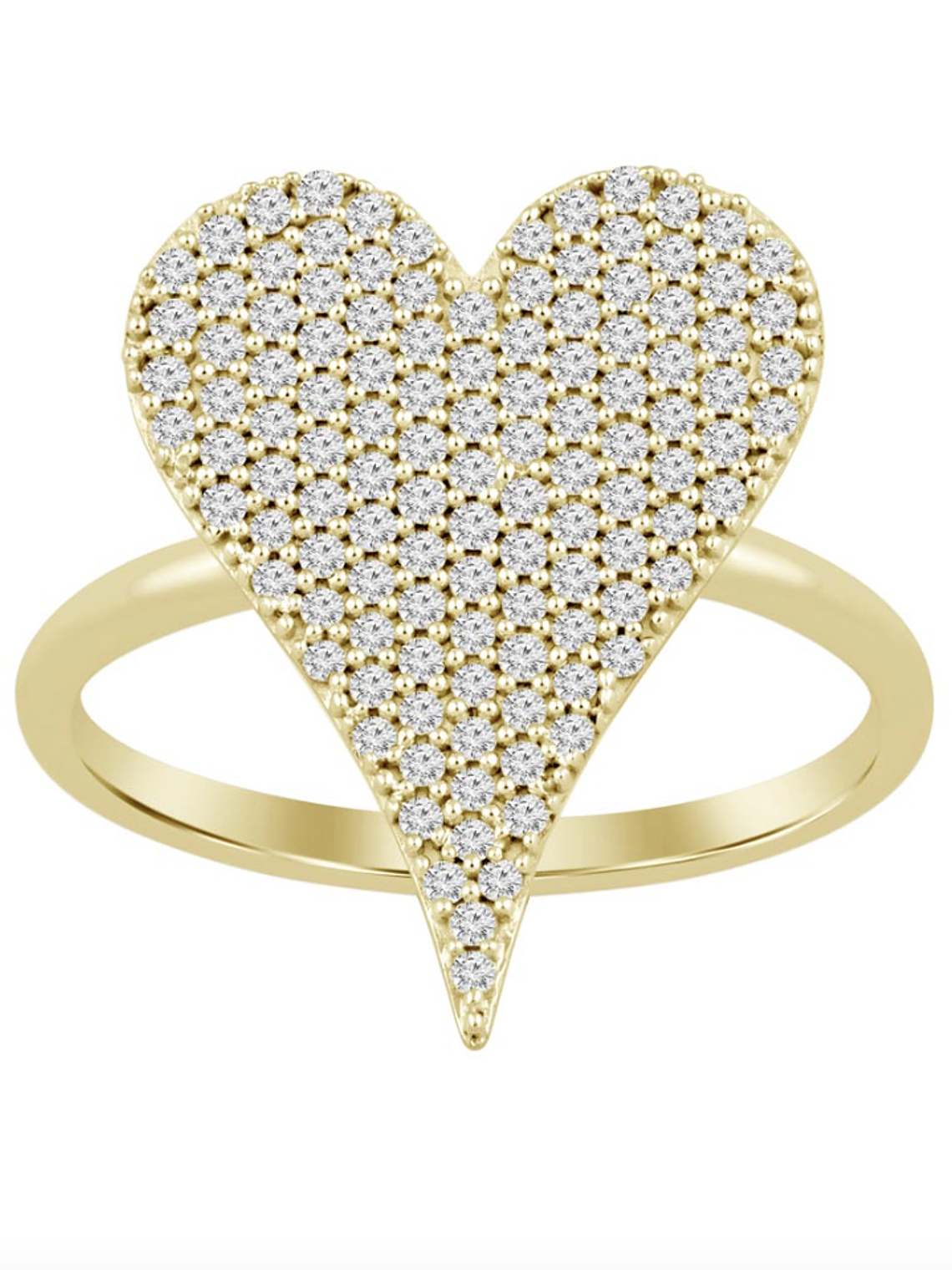 Gran Anillo Forma Corazón Pavé Oro Amarillo 18K 1