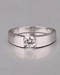 Anillo Solitario Diamante Moderno Oro Blanco 18K