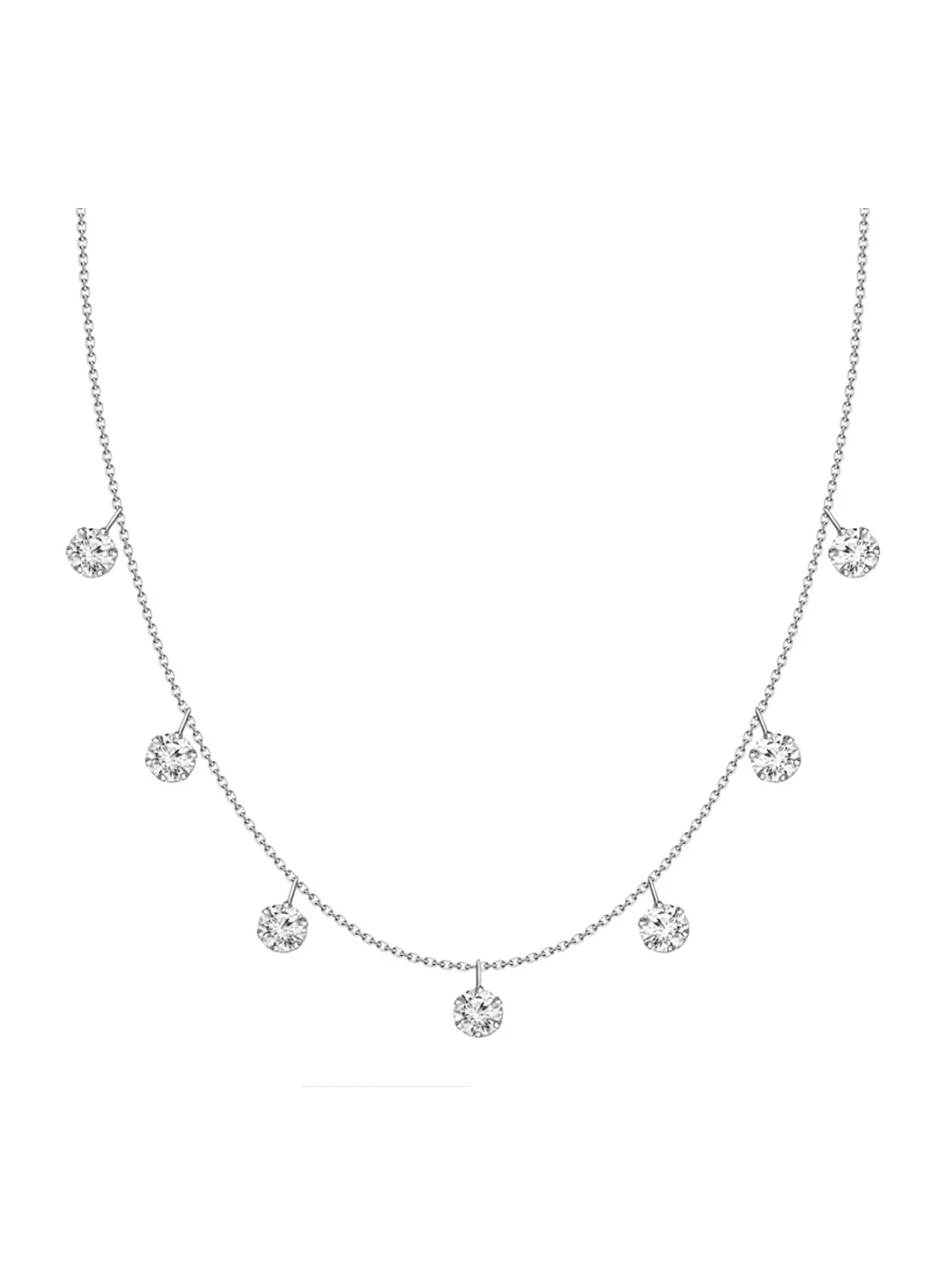 Collar 7 Diamantes Colgantes en Oro Blanco 18K 1