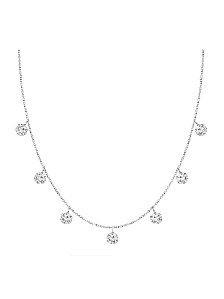 Collar 7 Diamantes Colgantes en Oro Blanco 18K 1