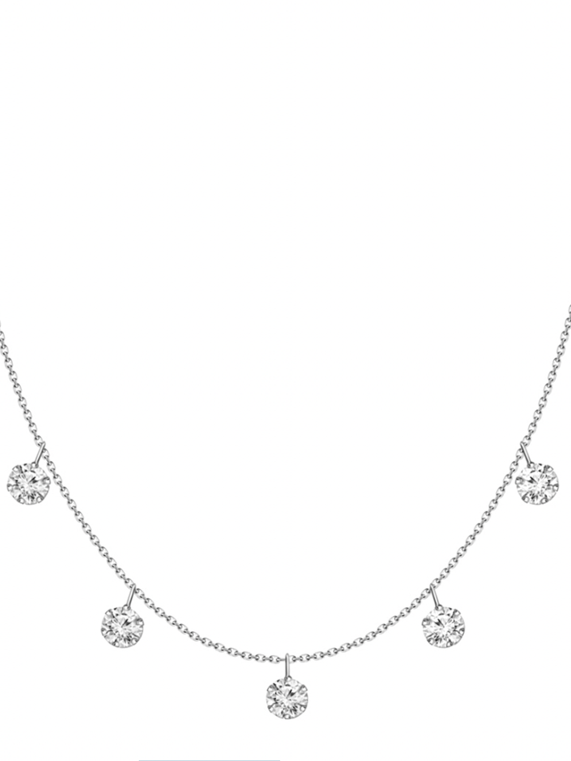 Collar 7 Diamantes Colgantes en Oro Blanco 18K 1