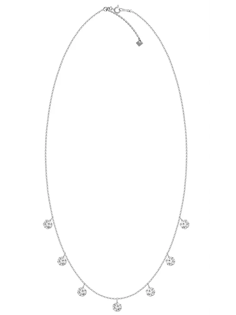 Collar 7 Diamantes Colgantes en Oro Blanco 18K 2