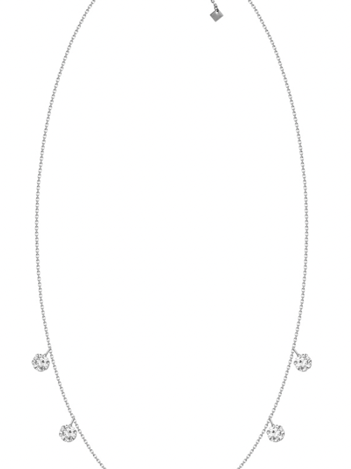 Collar 7 Diamantes Colgantes en Oro Blanco 18K 2