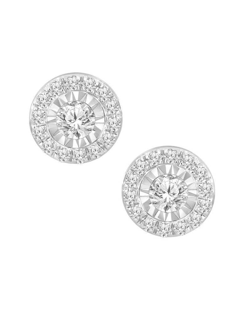 Aros Diamantes Redondos en Oro Blanco 18K