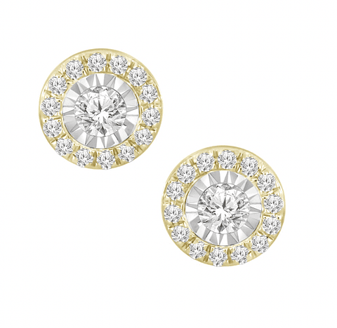 Aros Diamantes Redondos en Oro Amarillo 18K