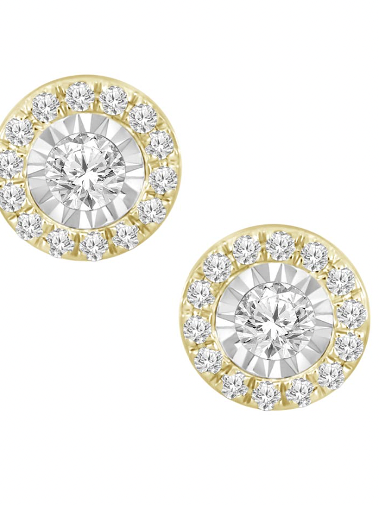 Aros Diamantes Redondos en Oro Amarillo 18K 1