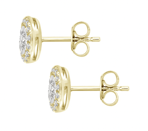 Aros Diamantes Redondos en Oro Amarillo 18K