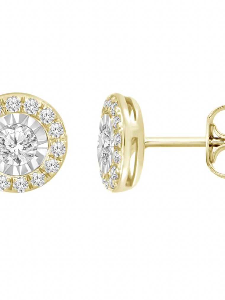 Aros Diamantes Redondos en Oro Amarillo 18K 3