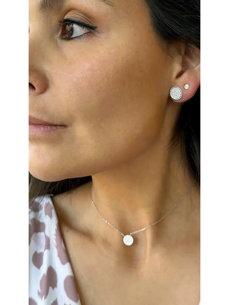 Aros Disco Diamantes Redondos Grandes en Oro Amarillo 18K 4