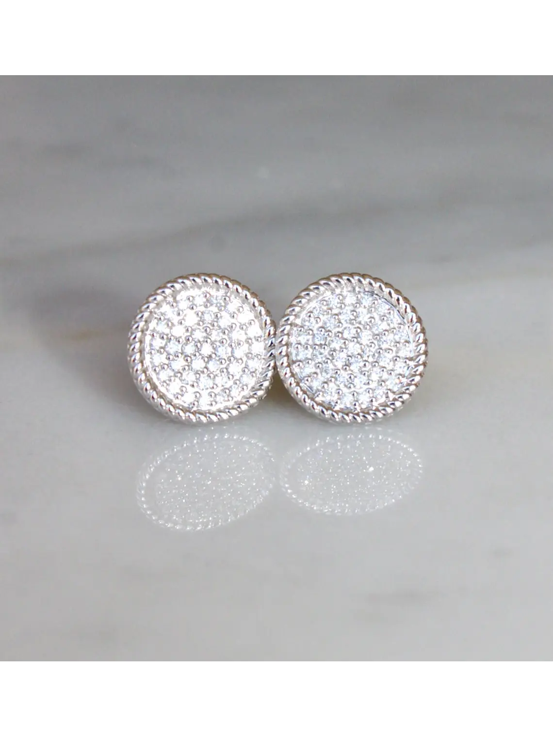 Aros Disco Diamantes Redondos Grandes en Oro Amarillo 18K 5