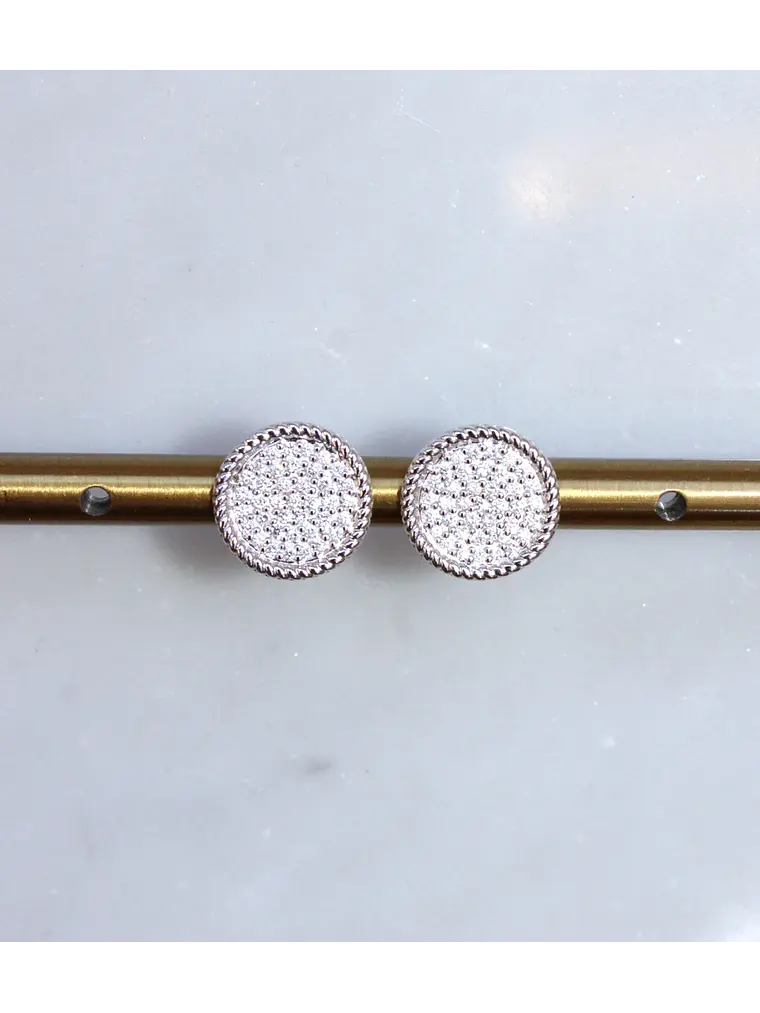 Aros Disco Diamantes Redondos Grandes en Oro Amarillo 18K 6