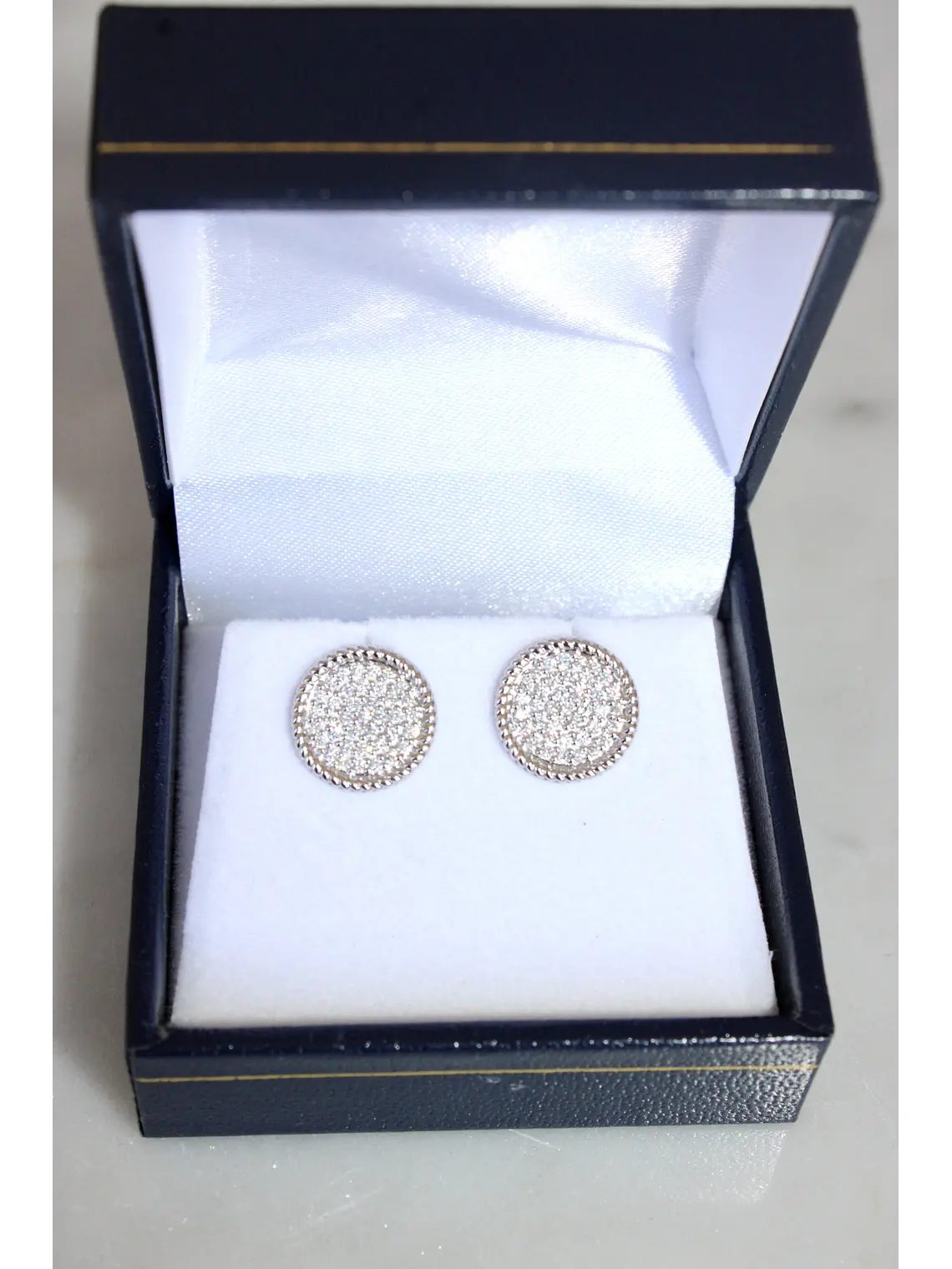 Aros Disco Diamantes Redondos Grandes en Oro Amarillo 18K 7