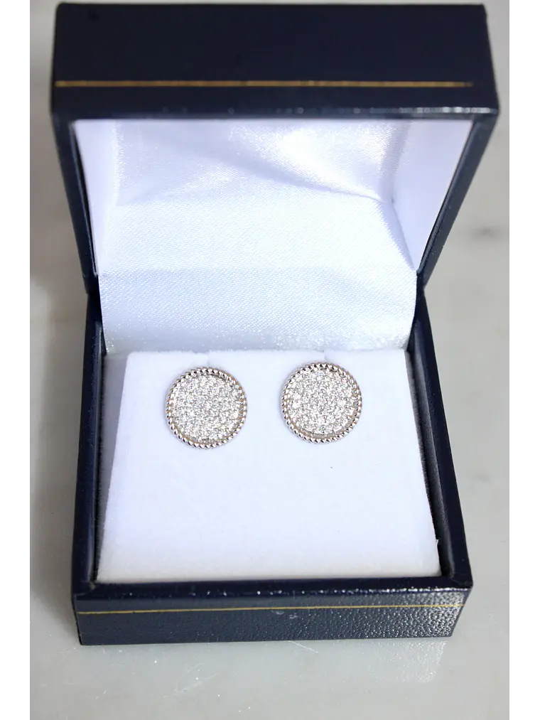 Aros Disco Diamantes Redondos Grandes en Oro Amarillo 18K 7