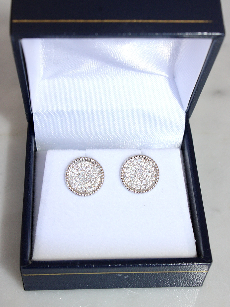 Aros Disco Diamantes Redondos Grandes en Oro Amarillo 18K 7