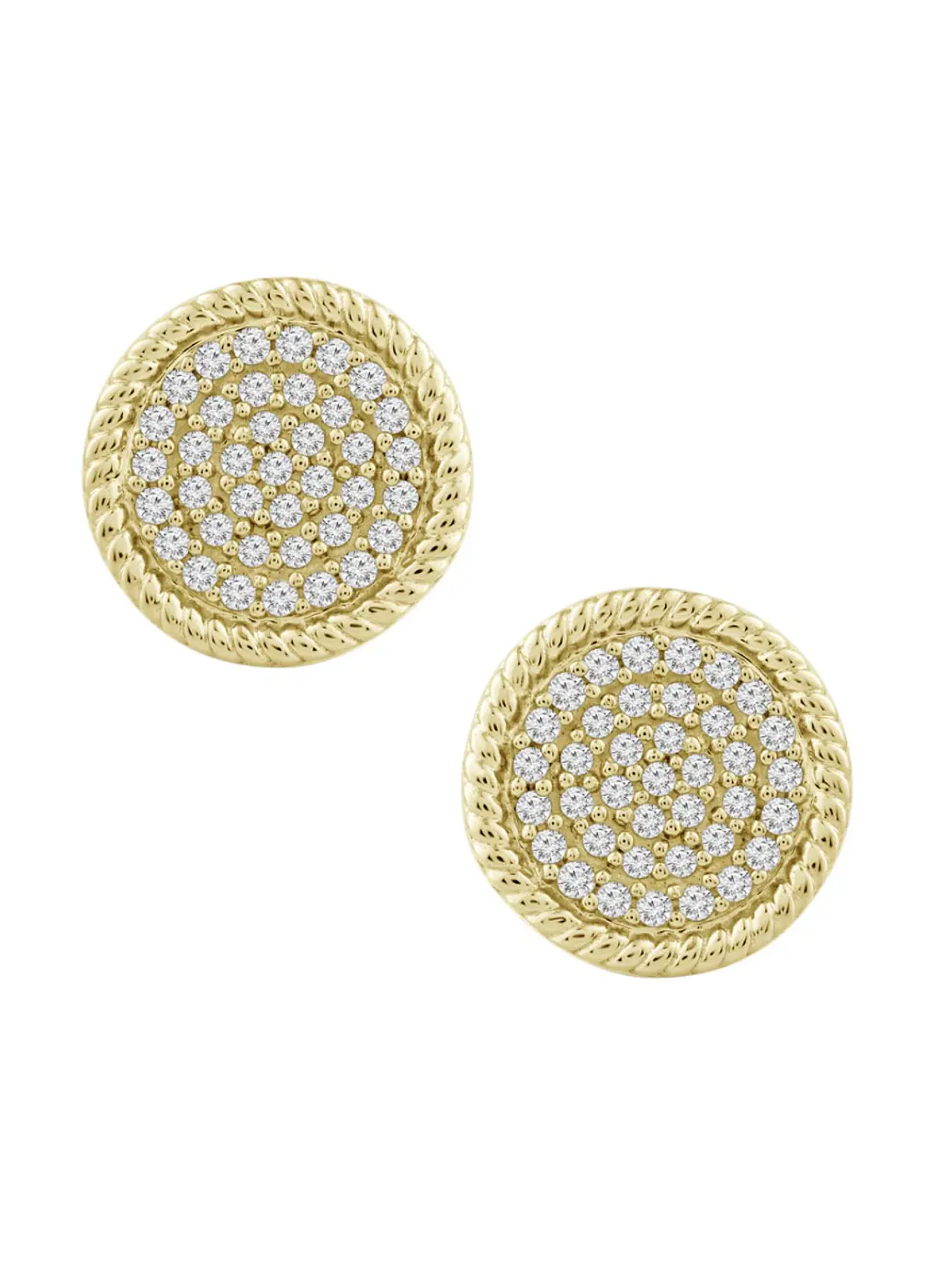 Aros Disco Diamantes Redondos Grandes en Oro Amarillo 18K 1