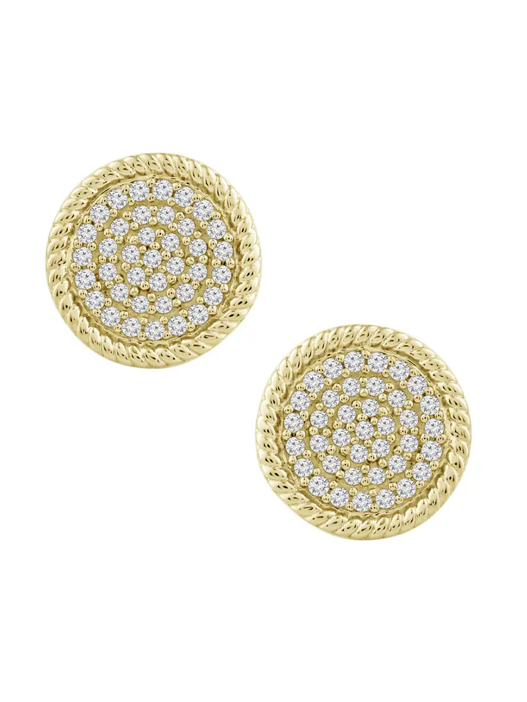 Aros Disco Diamantes Redondos Grandes en Oro Amarillo 18K 1
