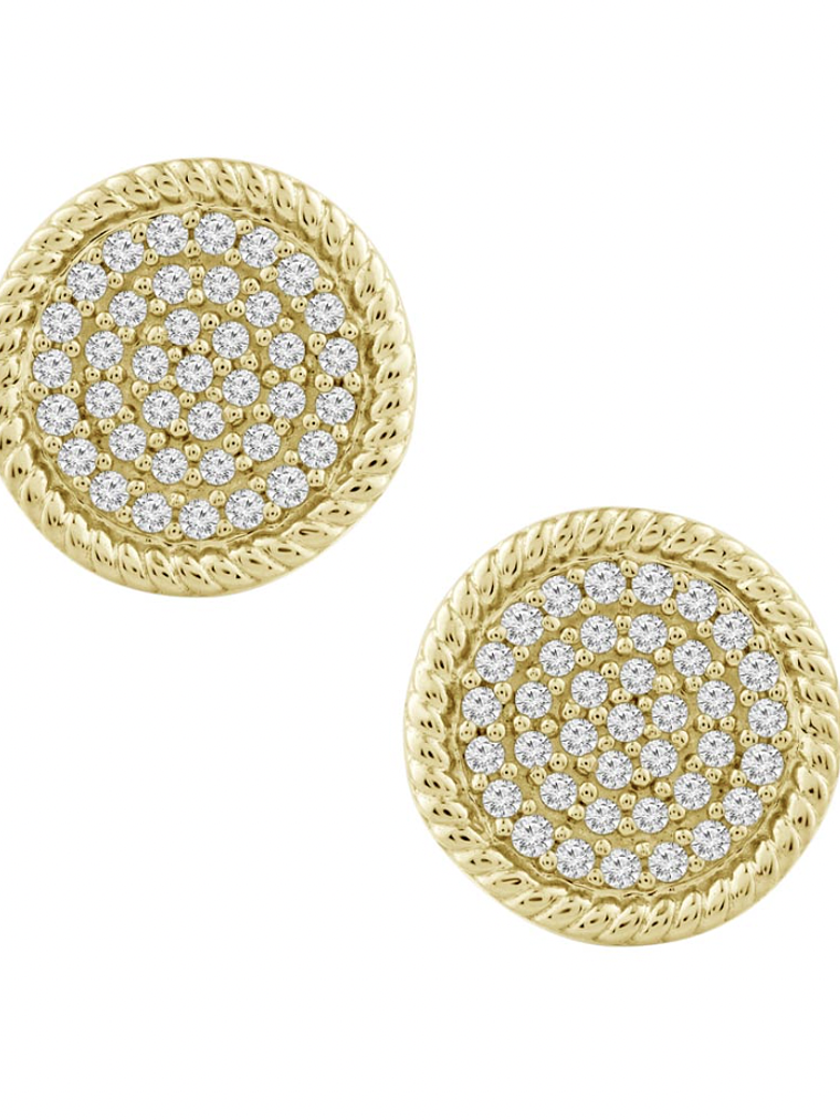 Aros Disco Diamantes Redondos Grandes en Oro Amarillo 18K 1