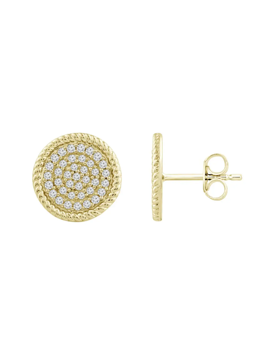 Aros Disco Diamantes Redondos Grandes en Oro Amarillo 18K 2